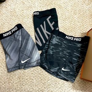 3 pairs NIKE PRO shorts size medium